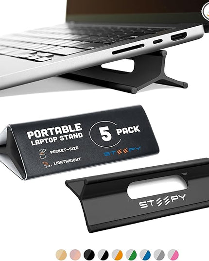 Steepy Portable Laptop Stand for Desk – Adjustable Height, & Portable Laptop Holder – Ergonomic Computer Stand for Cooling & Comfort – Slip-Proof, Sturdy Design – Universal Fit for 13-17 Inch Devices