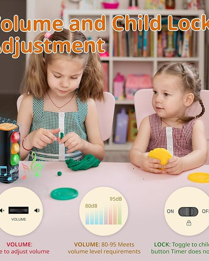 Traffic Light Visual Timer&ADHD Tool for Kids Adults Display Volume Adjustment, with 4 Ringtones for Classroom Desk Home Kitchen Game Countdown Pause Memory Function Charger Type C Included