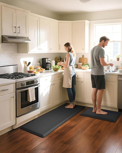 Ophanie Kitchen Mats for Floor, 3/4 Inch Thick Kitchen Rugs, 24'' x 70'' Anti Fatigue Standing Cushioned Mat, Waterproof,Comfort Ergonomic Mat for Office, Home, Sink, Black Non-Slip Bottom