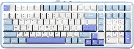 EPOMAKER TH99 Tri-Mode Wireless Mechanical Keyboard with 8000mAh Battery, Hot Swappable Custom RGB Gaming Keyboard with Numpad, Gasket Creamy for PC/Mac/Office (Blue&White, Creamy Jade)