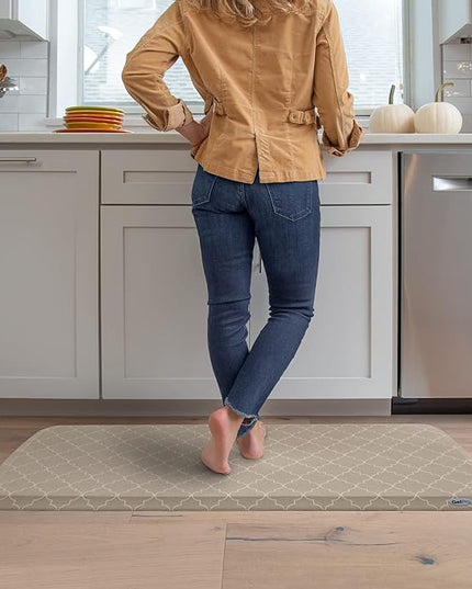 GelPro Elite Premier Anti-Fatigue Kitchen Comfort Floor Mat, 20x48”, Trellis Khaki Stain Resistant Surface with Therapeutic Gel and Energy-Return Foam for Health and Wellness