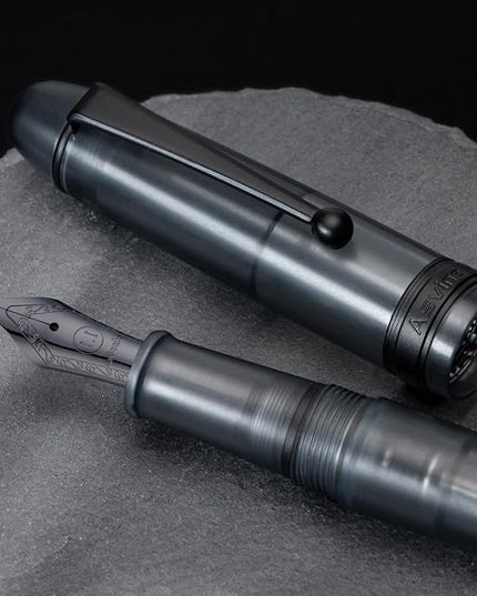 Asvine V126 Vacuum Filling Fountain Pen, Matte Black Acrylic Stub Nib 1.1mm Calligraphy Art Drawing with Case Set