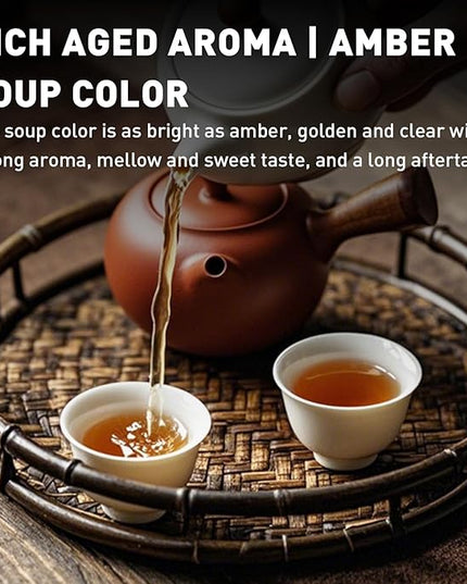 Organic Pu-erh Tea Brick Gift Set - Aged 10 Years Organic Pu'er Ripe Tea Cake, 50g x 8 Cakes Pu-erh, Premium 2015 Harvest Aged Fermented Chinese Black Puerh Traditional Puer for Gifts, Daily Drinking