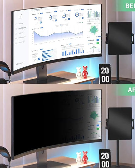 DEJIMAX 32 Inch Curved Computer Privacy Screen Filter for 16:9 Widescreen Computer Monitor Computer Screen Protector Computer Screen Privacy Shield Anti Glare and Blue Light