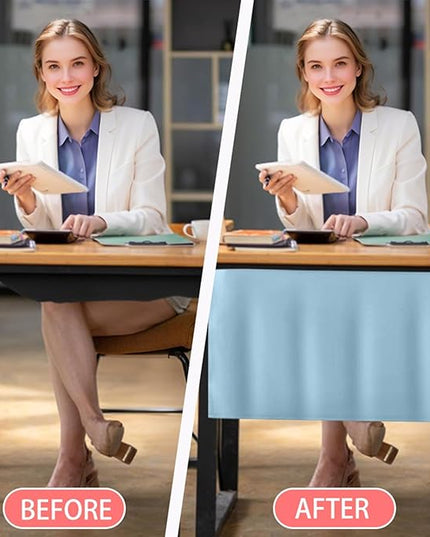 Icegrey 40" Under Desk Privacy Panel with Cable Management Organizer Net Self-Adhesive Modesty Panel for Cord Organizer Pockets and Desk Skirt for Home Office or Standing Workstation, Blue