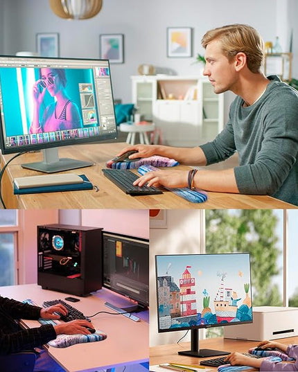 Mouse Pad Wrist Support, Laokiiy 2 in1 Keyboard Wrist Rest+ Ergonomic Mouse Pad, Non-Slip Wrist Rest for Computer Keyboard, Made Easy Typing & Relieve Wrist Pain(Sunrise Beach)