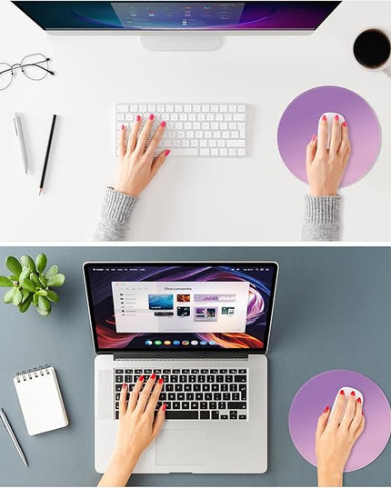 ITNRSIIET Mouse Pad Non-Slip Rubber Base Smooth Surface Stitched Edges Waterproof Durable Compatible with All Mice for Office & Gaming, Desk Accessory, Diameter 8.7 inch, Lilac Gradient