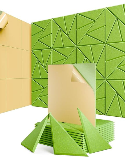 12 Pack Acoustic Panels with Self-Adhesive, 12"X 12"X 0.4"Sound Proof Foam Panels, Sound Panels High Density, Soundproof Wall Panels for Home Studio Office Avocado