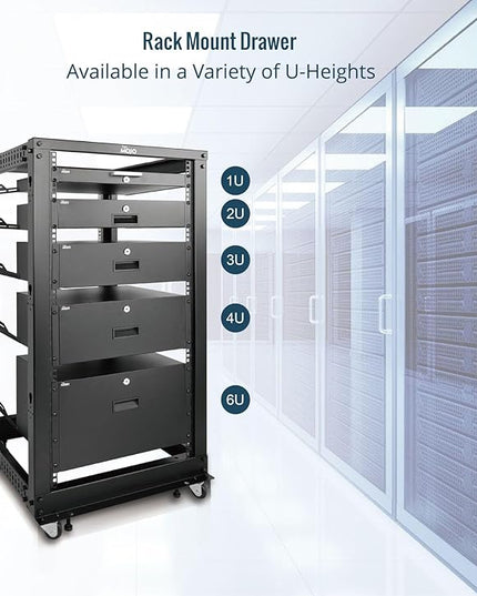 Tecmojo 1U Rack Drawer,Rack Mount Drawer for 19in Network Equipment/Server/AV Rack or Cabinet Enclosure,Sliding and Lockable Server Rack Drawer - Load-Bearing 22lb (10kg),with Cable Management Holes
