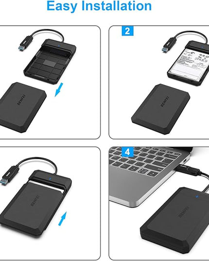 BENFEI 2.5 Inch SATA to USB Tool Free External Hard Drive Enclosure, USB Type-C/Type-A to Sata Compatible for 2.5 Inch SSD(Optimized for SSD, Support UASP)