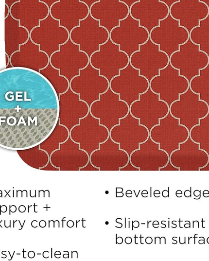 GelPro Elite Premier Anti-Fatigue Kitchen Comfort Floor Mat, 20x48", Lattice Garnet Stain Resistant Surface with therapeutic gel and energy-return foam for health & wellness