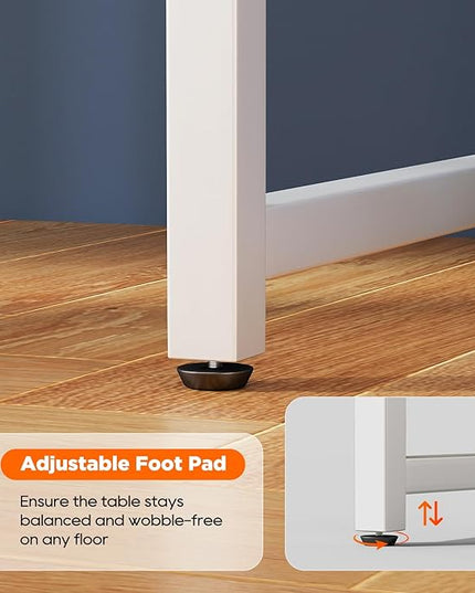 PayLessHere | 63 Inch Computer Desk | White | Office Desk with Metal Frame, Adjustable Feet | Water-Resistant, Scratchproof Surface | Sturdy Writing Table for Home Office or Study | Pack of 1