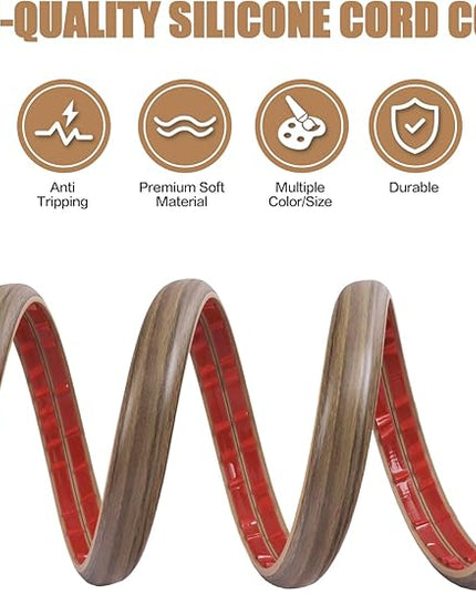 Floor Cord Cover Self Adhesive Cord Hider,10FT Cable Management, Extension Strip Protector for Wires, Prevent Cable Trips for Offices, Gyms, Exhibitions Cavity:0.47"(W) x0.35(H) Woodsmokedbrown
