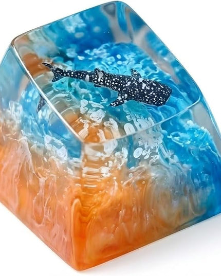 Whale Shark Keycap Ocean Sunset Artisan Keycap R1 SA Profile Custom Sea Creatures Keycaps 1U ESC Handmade Gaming Resin Key Cap Cherry MX Switch Compatible Mechanical Keyboard Sea Lover Gift