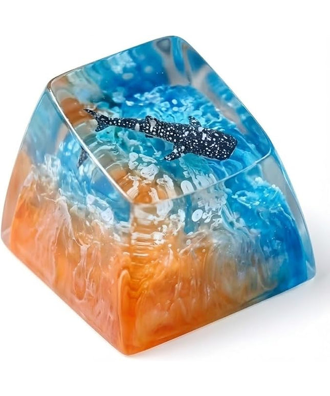 Whale Shark Keycap Ocean Sunset Artisan Keycap R1 SA Profile Custom Sea Creatures Keycaps 1U ESC Handmade Gaming Resin Key Cap Cherry MX Switch Compatible Mechanical Keyboard Sea Lover Gift