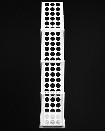 QWORK Foldable Brochure Display Stand, Magazine Brochure Display Rack Stand, 4 Pocket Literature CatalogTradeshow Display Stand, for Office Store and Exhibition Trade Show (White)