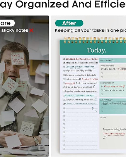 Taja 6 Pack of To Do List Notepad - To Do List Notebook for Work with 52 Sheets, 9.8" x 6.5", Undated Daily Planner Perfect for Daily Tasks and Goal Setting, Notepad Suitable for Office, Home & School - Greenery Sway