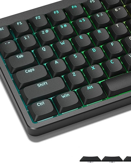 Womier Low Profile Keycaps for Mechanical Keyboard, Black Shine Through Keycaps, PBT Keyboard Key caps 60% 65% 75% 96% 100% for Cherry Gateron MX Switches, Black Backlight