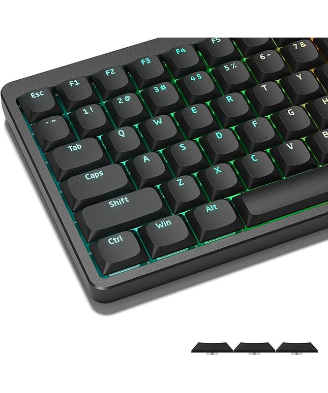 Womier Low Profile Keycaps for Mechanical Keyboard, Black Shine Through Keycaps, PBT Keyboard Key caps 60% 65% 75% 96% 100% for Cherry Gateron MX Switches, Black Backlight