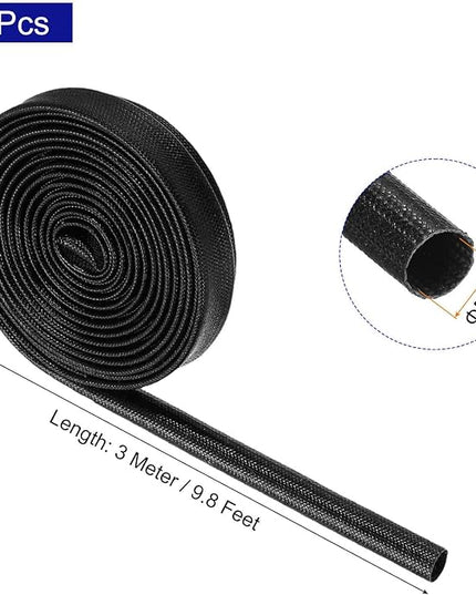 MECCANIXITY 5Pcs Wire Insulation Braid Fire Sleeve,9.8Ft-5mm ID Black, High Temp Silicone Coated Fiberglass Sleeving for Automotive Hose Lines Electrical Wiring
