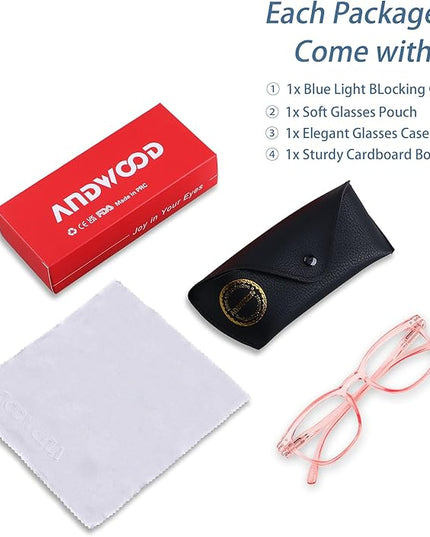 ANDWOOD Blue Light Blocking Glasses Women Men Computer Small Face Clear Bluelight Blocker Eyeglasses Frame