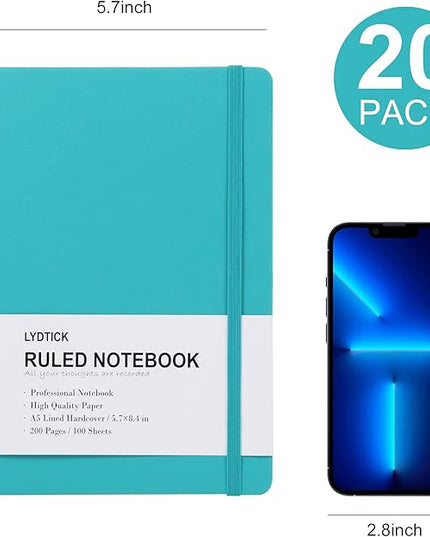 20 Pack Journals for Writing College Ruled Notebooks Journal in Bulk, Hardcover Notebooks (200Pages) for Note Talking, Lined Bullet Journals for Home School Office, 5.7"x8.4", Emerald