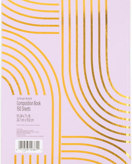 Five Star Composition Book, College Ruled Paper, 7-1/2" x 9-3/4", 80 Sheets, Hardcover, Lilac and Metallic Gold Arches (850111F-AMZ)