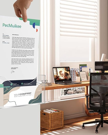 PecMuikee Wall File Organizer, Vertical Acrylic Mail Magazine Holder Wall Mount, 4 Colors of Screw Caps Included Hanging File Organizer for School, Office, Hospital, 2 Pcs