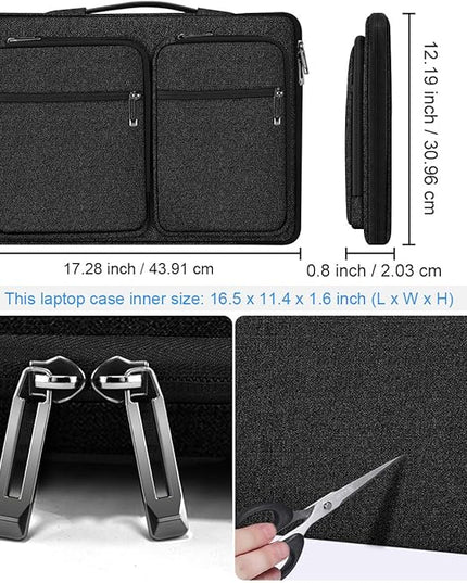 Hseok Ultra-Slim Laptop Case 17 17.3 inches Sleeve Protective PC Briefcase for Commuting and Business Trip，Black
