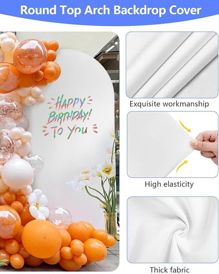 Metal Arch Backdrop Stand and Cover Set of 2 (7.2 ft/6 ft, White), Wedding Arch Backdrop Stand with White Cover for Party Birthday, Wedding, Bridal Shower, Baby Shower, Festival, Proposal, Anniversary
