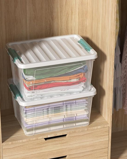 4-pack 35 Quarts Latching Storage Boxes, Large Clear Plastic Storage Tote Bins with Lids