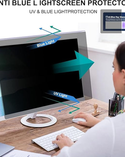 Hanging Computer Privacy Screen Protector Shield Compatible for 26/27 Inch Widescreen Desktop Monitor -Anti Glare & Blue Light Filter-Hanging Design for Easy On/Off