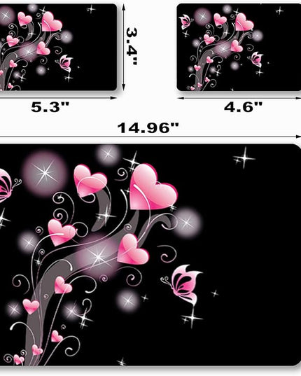 Laptop Skin Sticker Decal,12" 13" 13.3" 14" 15" 15.4" 15.6 inch Laptop Vinyl Skin Sticker Cover Art Protector Notebook PC (2 Wrist Pad Skins Included), Decorative Waterproof Removable, Pink Hearts