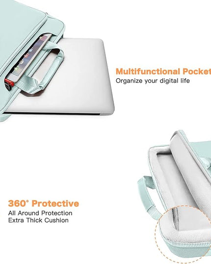 MOSISO 360 Protective Laptop Shoulder Bag Compatible with MacBook Air/Pro, 13-13.3 inch Notebook, Compatible with MacBook Pro 14 inch M5 M4 M3 M2 M1,Matching Color Sleeve with Belt, Mint Green