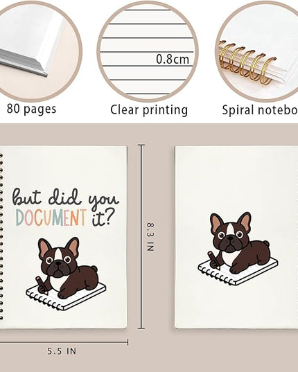 Funny French Bulldog Notebook Journal Gifts for Women & Men, Frenchie Gifts for Women Journal, But Did You Document It Hardcover Spiral Notebook 5.5x8.3 Inch