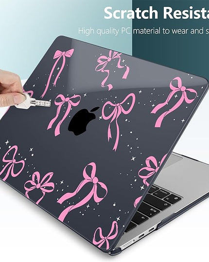 DONGKE for M4 MacBook Air 13.6 Inch Case 2025 2024 2023 2022 Model A3240 A3113 A2681 M3 M2 Chip, Plastic Hard Shell Case Cover with Touch ID for MacBook Air 13 Inch M4 - Bows & Stars