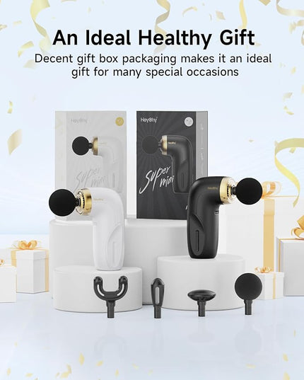 HEYCHY A1 Super Mini Massage Gun, Percussion Deep Tissues Muscle Massager, Compact Sports Travel Massage Gun, Portable Handheld Massager for Office Gifts for Him/Her, Home, Athletes(White)