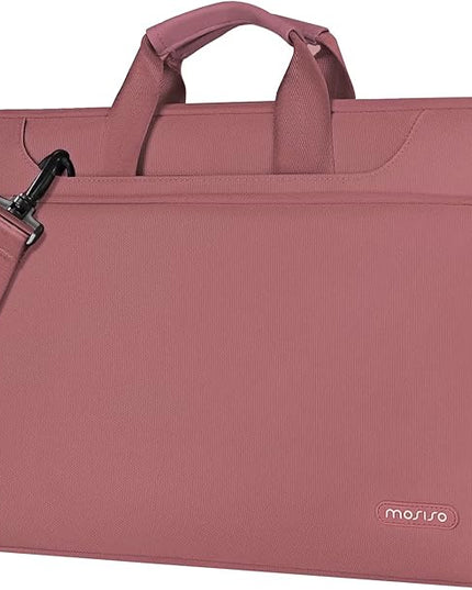 MOSISO 360 Protective Laptop Shoulder Bag Compatible with MacBook Air/Pro, 13-13.3 inch Notebook, Compatible with MacBook Pro 14 inch M5 M4 M3 M2 M1,Matching Color Sleeve with Belt, Dusty Rose