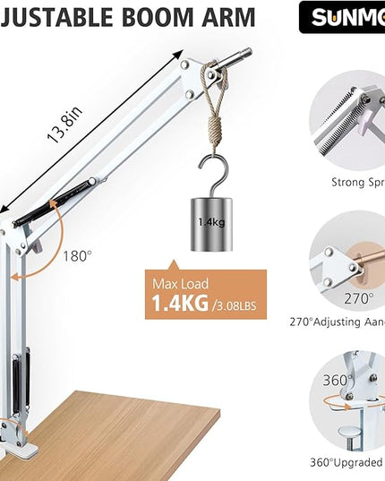 For HyperX QuadCast S White Boom Arm - White Mic Arm Compatible with Hyper x QuadCast, Microphone Boom Arm with Pop Filter, Improve Sound Quality, Mic Boom Arm for Hyperx QuadCast by SUNMON