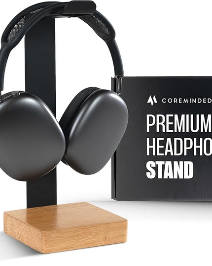 Universal Headphone Stand for Desk, Solid Wood Gaming Headset Stand, Heavy Duty Wooden Headphones Holder, Compatible with Airpods Max and More