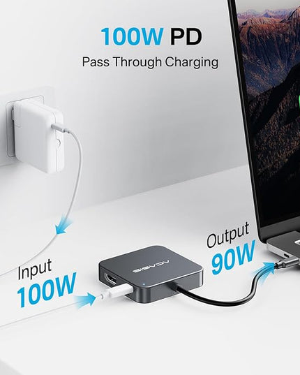 USB C Hub 10Gbps, Multiport Adapter with 4K 60Hz HDMI, 100W Power Delivery, 3 USB A3.1+1 USB-C 3.1 Data Port, USB to HDMI Adapter for MacBook, Dell, Lenovo, Surface, iPad PRO, XPS(Grey)