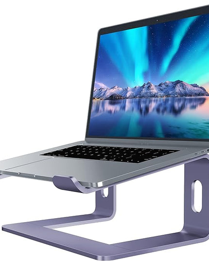 SOUNDANCE Laptop Stand, Aluminum Computer Riser, Ergonomic Laptops Elevator for Desk, Metal Holder Compatible with 10 to 15.6 Inches Notebook Computer, Purple