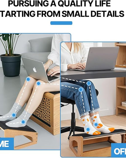 Ergonomic Foot Rest, 4 Adjustable Height Foot Stool,Footrest Under Desk， Soft Cushions,Foot Rest Office,Improving Posture, Promoting Blood Circulation（Natural）