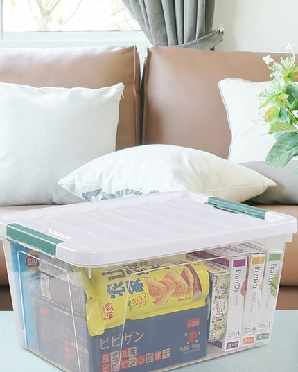 35 Qt Storage Box with Clip Lid, 6 Packs, Clear Plastic Storage Container Bin