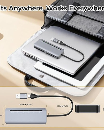 CFast Card Reader 6-in-1, USB 3.0 Multi Card Reader for CFast/CF/SD/TF/XD/MS, Simultaneous Read 6 Cards, 5Gbps High-Speed Data Transfer, Aluminum, Compatible with MacBook, Windows, PC, iPhone 17-15