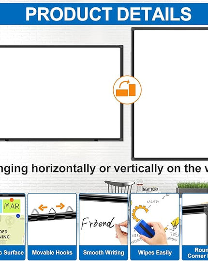 H-Qprobd Large White Board Dry Erase Board for Wall 72"X40" Magnetic Whiteboard with Long Pen Tray, Presentation Dry Erase Boards for Office, Classroom, School, Home
