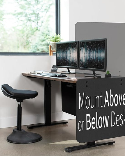 VIVO Clamp-on 24 x 24 inch Privacy Panel, Sound Absorbing Cubicle Desk Divider, Acoustic Partition, Dark Gray, PP-1-V024D