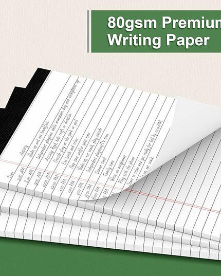 MuiAng 3 Pack Note Pads 5 x 8 Inch, Small Notepad, College Ruled Legal Pads, White Lined Writing Pads for Work or School, 30 Sheets/Pad, Perforated Recycled Note Paper for Note-Taking, Grocery List