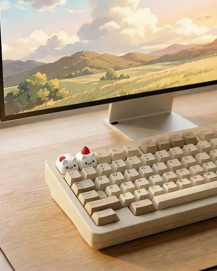 Artisan Keycaps, Cute Custom Couple Rabbits Key Caps for MX Mechanical Keyboard, Resin Handmade 1U Replacement for Esc Arrow Keys - Rabbit Set