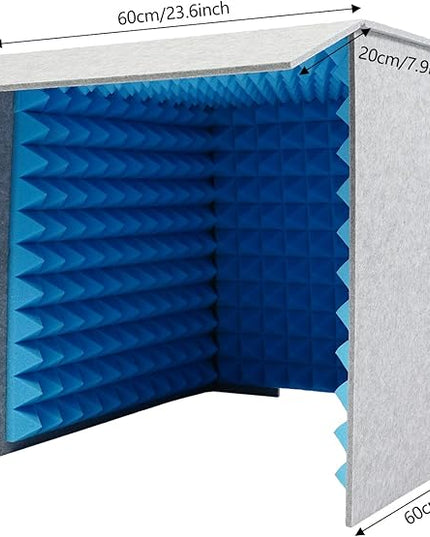 60x60cm Foldable Desktop Soundproof Booth for Voice Recording with Noise Reduction Sponge and Polyester Panels